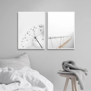 Affiches à fleurs imprimées en <span class=keywords><strong>noir</strong></span> <span class=keywords><strong>et</strong></span> <span class=keywords><strong>blanc</strong></span>, Art mural, plume, pissenlit, photos, peinture sur toile - Product Image 4