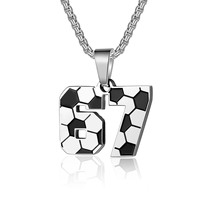 Collier pendentif en acier inoxydable plaqué or 18 carats, motif artistique numéro 67, tendance, inaltérable, hypoallergénique, accessoires pour hommes