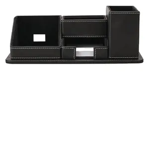 LG-B050B Lederen Handgemaakte Pennenhouder Met Multifunctionele Telefoonstandaard Kladblok Opslag Desktop Organizer Cadeauset