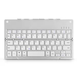Teclado com dente azul dobrável, teclado sem fio com suporte para 3 dispositivos, teclado dobrável recarregável com suporte para tablet e telefone