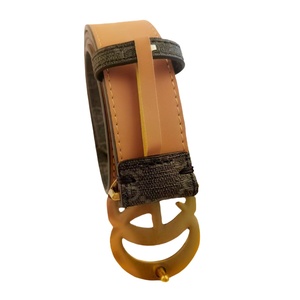 Cintura da <span class=keywords><strong>Uomo</strong></span> in Vera Pelle con Design Traforato e Dettaglio a Lettera - Product Image 2