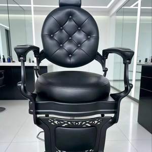 Sillón de Peluquería Antiguo, Sillón de Barbero Vintage Negro para Hombres, Precio al por Mayor, Butaca de Peluquero - Product Image 2