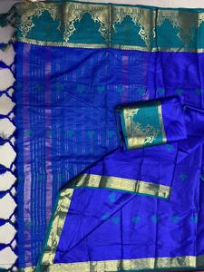 Look le plus riche et attrayant Sarees en soie Kanchipuram avec une belle pièce de chemisier Les femmes indiennes portent le meilleur prix de gros Surat Ethnic - Product Image 5