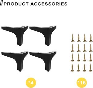 Pieds <span class=keywords><strong>de</strong></span> meubles en acier inoxydable Pieds <span class=keywords><strong>de</strong></span> canapé et <span class=keywords><strong>de</strong></span> chaise modernes Jambes <span class=keywords><strong>de</strong></span> <span class=keywords><strong>table</strong></span> robustes Finition noire Installation facile - Product Image 2