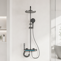 Ensemble de robinetterie de douche pluie en aluminium 4187 à 4 fonctions avec affichage numérique LED, bouton de commande et pistolet pulvérisateur pour hôtel - Vente en gros
