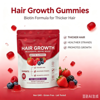 Gomitas para el Cabello, 60 Unidades, Suplemento para la Salud del Cabello con Biotina