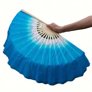 Abanico de Danza Chino de Seda Ecológica de Alta Calidad de 31 cm, Abanico de Bambú Estilo Kung Fu, Tallado a Mano, para el Año Nuevo Chino - Product Image 4