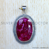 Pendentifs en argent sterling 925 avec sertissage clos, rubis rouge naturel taille ovale, pierres précieuses à facettes, bijoux élégants pour femme