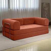 Canapé modulaire en velours côtelé tendance, livré en boîte, à assembler soi-même, entièrement en mousse, idéal pour les petits espaces et appartements-studio