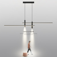 Lustre LED noir au design nordique moderne, longue lampe suspendue, éclairage d'intérieur, luminaire de plafond, idéal pour un salon, un bureau ou une cuisine