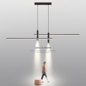 Moderne eettafel Woonkamer Designer Kantoor Keuken Zwarte lange lamp Binnenhangende verlichting Scandinavische LED-kroonluchter Spotlight - Product Image 2