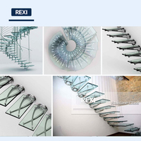 Escaliers en verre trempé antidérapant, laminé, pour la sécurité intérieure, styles spirale et droit, pour appartements, verre trempé PVB SGP, verre trempé recuit
