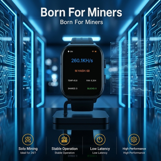 Hot Bitcoin Miner Watch 270K 2.8W Wireless Asic Miner Solo Lucky Lottery Miner Crypto Mining SHA256 Innovation Design Mining