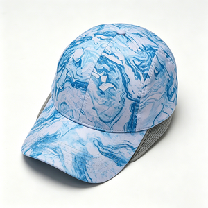 Marble Print 5 Panel Camp Hat with Chin Strap Quick Dry Outdoor Camping Hat for Men Women - Product Image 3