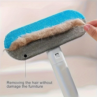 Brosse de nettoyage 4-en-1 réglable à long manche pour poils d'animaux, brosse autonettoyante en plastique pour vitres et moustiquaires