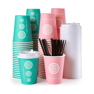 แก้วกระดาษคราฟท์สองชั้นแบบใช้แล้วทิ้ง ขนาด 6oz 8oz 12oz 16oz 20oz สำหรับใส่ไวน์ กาแฟ  แบบกันน้ำ  สำหรับขายส่ง  รับทำโลโก้ตามสั่ง - Product Image 1