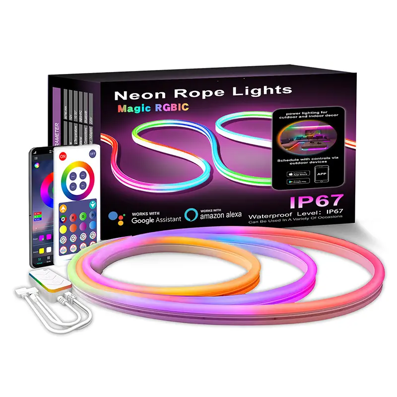 Tuya WiFi 5V RGBIC Neon Rope Lighting IP68 Waterproof USB Strip Light With Music 3 M 16 Million DIY Colors Smart Neon Light Bar