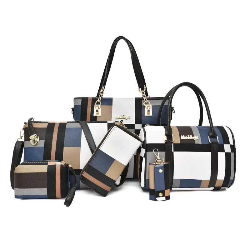 Fashion Cheap Custom Fashionable, Girls Ladies Hand Bag Purses Women Handbags Sets 6 in 1 Trending Handbag For Women/