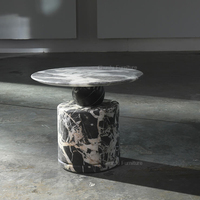 Table basse extensible convertible à plateau rond en marbre, design moderne et populaire, pour salon, hôtel, villa, décoration