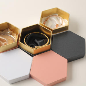 Boîte à bijoux en papier hexagonale personnalisée avec logo, pour boucles d'oreilles, colliers, bracelets, emballage de bijoux - Product Image 3