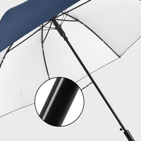 Parapluie de voyage droit pour homme, modèle personnalisé, avec longue tige en fibre de verre, protection UV, design classique, résistant au vent, noir, logo imprimé