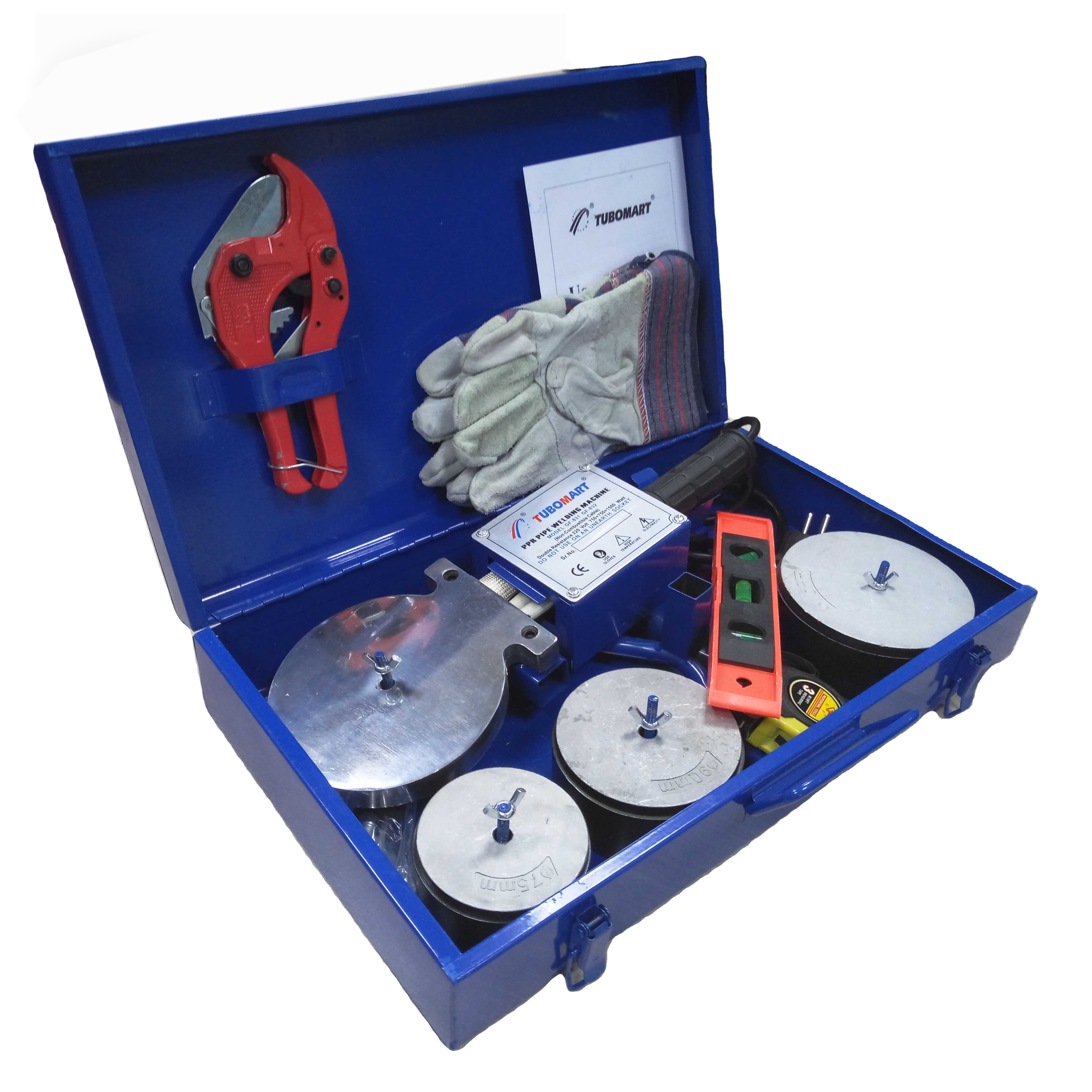 Plastic Waterpijp Lasser, Handheld Digitale Socket Fusion Lasser Kit, 240W Oplaadbare PPR Pijp Lasmachine met 6 Snijkoppen voor PPR PE PB PVC HDPE Pijp (220 Tot 320