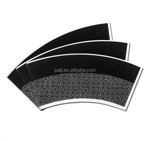 Ventilador de papel recubierto de PE para llevar tazas de café, impresión negra en un fondo blanco, 6oz, pared aislada, troquelado, Stock - Product Image 6