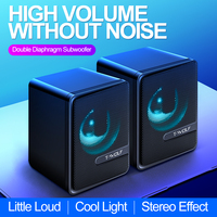 Speaker Komputer Desktop T-WOLF S3 Stereo Sound LED Lampu Warna-warni Subwoofer Sistem Home Theater Berkabel Speaker Multimedia Gaming