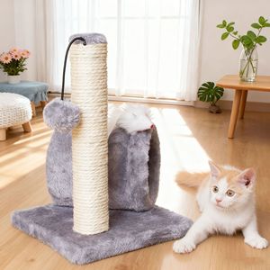 Mini Sisal <b>Cat</b> <b>Scratching</b> <b>Post</b> With Tunnel And Pom Pom Toy <b>For</b> Kitten Pet Playtime Durable Scratch Board <b>Cat</b> Tree - Product Image 4