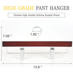 LINDON Hot Sale Cherry Wooden Pants and Trouser Hangers with Extra Thick <strong>Chrome</strong> <strong>Hook</strong> - Product Image 4