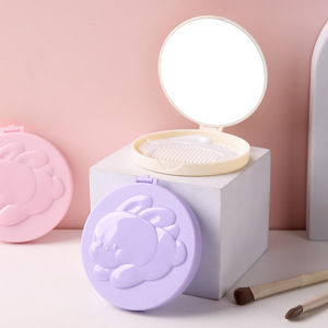 Folding Cartoon <b>Vanity</b> Mirror Round Purple Pink Beige Portable Student Gift <b>Makeup</b> Mirror - Product Image 2