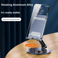 Support de téléphone et de tablette rotatif à 360 degrés en alliage d'aluminium, dissipation de la chaleur, support de bureau pliable portable pour diffusion en direct