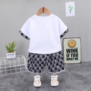 Ropa de Boutique para Niños de Verano, Conjuntos de Ropa de Dormir para Niños en Blanco y Negro con Estampado de Dibujos Animados - Product Image 2