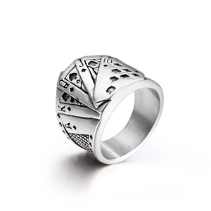 <b>Titanium</b> Steel Playing Card <b>Ring</b> For Men Fashion Hip Hop Jewelry SA1129 - Product Image 5