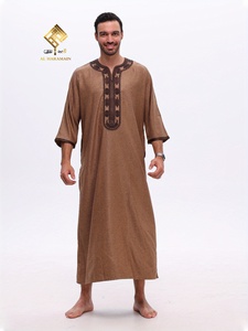 Túnica Árabe Masculina de Alta Gama 2025, con Material Suave Antipilling, Elegantes Mangas Tres Cuartos - Product Image 6