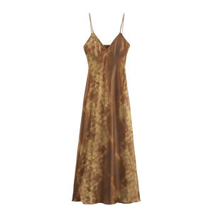 Vestido Midi de Verano Sexy de Seda con Tirantes Finos y Espalda Descubierta, Estilo A-line, para Mujer, Moda - Product Image 1