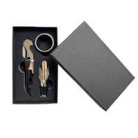 Ensemble de 3 ouvre-bouteilles à vin en acier inoxydable et plastique, tire-bouchon de qualité supérieure, boîte cadeau noire, accessoires à vin durables pour