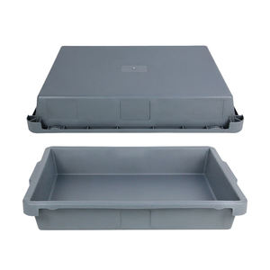 Grey Rectangle Plastic Storage <b>Box</b> With Lid 1 Layer Injection Molding Industrial Parts Bin - Product Image 1