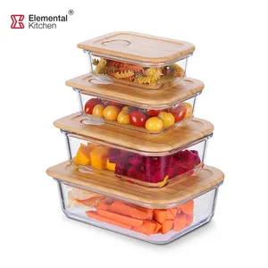 Récipients de préparation de repas de classe au micro-ondes boîte à lunch bento en verre transparent pour enfants