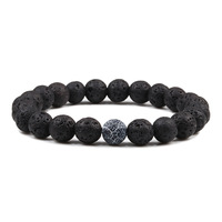 Bracelet en agate naturelle mate à veines de dragon de feu, perles rondes multicolores, bracelet extensible pour couple