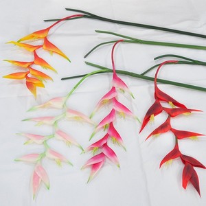 Décorations florales de mariage : Grande fleur artificielle suspendue rouge tropicale Heliconia Champneiana, toucher réaliste, aspect réaliste - Product Image 6