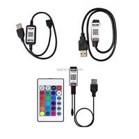 Contrôleur de bande lumineuse LED RGB USB 5V avec fonction de gradation à 3 touches et télécommande sans fil IR 24 touches RF 17 touches