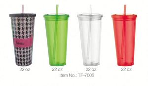 Striped Double-Wall PS Cup With Sleek Solid Color Travel Mug for Large Capacity Reusable Water Bottle - Product Image 3