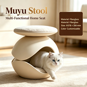Lit pour chat, pouf, tabouret, couleur personnalisable, plastique renforcé de fibres de verre, grotte pour animaux de compagnie d'intérieur, condo de luxe pour chiot - Product Image 2