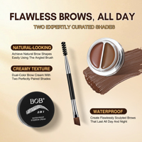 Crema de Cejas 2 en 1 de Terciopelo Mate de Dos Colores, Resistente al Agua y al Sudor, de Larga Duración, a Prueba de Manchas, Natural, con Cepillo para Cejas 3D