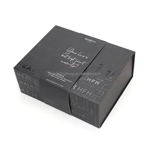 Wholesale Luxury Custom Logo Black Folding Rigid Foil Stamping Gold Paper Boxes Collapsible Magnetic Gift Box