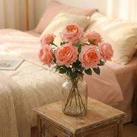 Rose artificielle Juliet Austin à toucher réel, tige unique de 69 cm, en soie hydratante, pour décoration de mariage de luxe, échantillonnage rapide