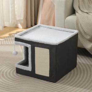 Lit pour chat moderne pliable <span class=keywords><strong>en</strong></span> peluche douce avec griffoir pour chats mignons, durable, pour la maison, meubles pour animaux de compagnie pour l'école et la cuisine - Product Image 2