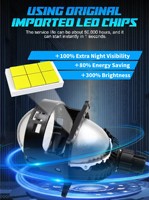 Projecteur LED de voiture DM001 à double faisceau, lentille 3 pouces, 9-16V, 55W 65W, phare de route super puissant H4 H7 H11, Plug and Play, sans perçage