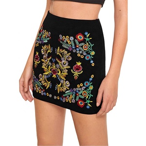 MANNI Women's High Waist Embroidered Mini <strong>Skirt</strong> <strong>Boho</strong> Floral Pencil <strong>Skirt</strong> 2020 - Product Image 5